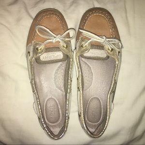 Sperrys with light gold accent